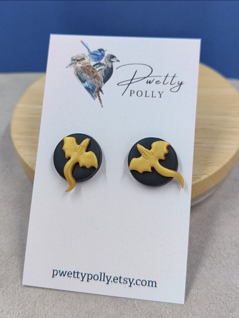 PwettyPolly Polymer Dragon Studs