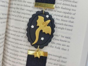 PwettyPolly Dragon Polymer Clay and Elastic Bookmark