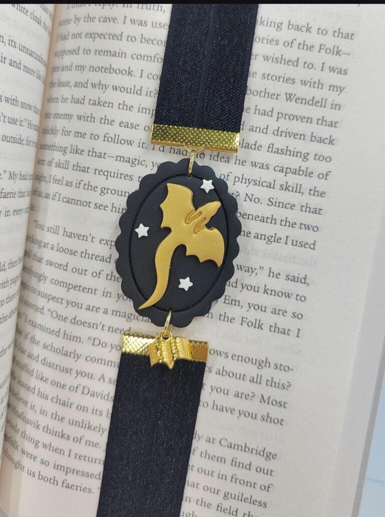 PwettyPolly Dragon Polymer Clay and Elastic Bookmark